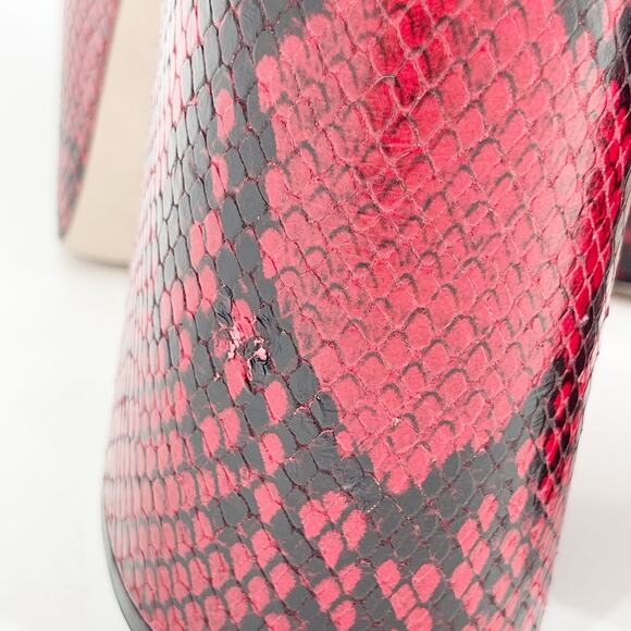 Miu Miu Red Black Snakeskin Embossed Leather Platform Block Heel Sandals IT 40 - Picture 10 of 13